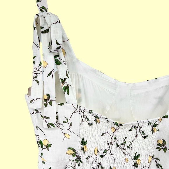 Daisy & Delilah NWT Amani Tie Strap Peplum Top Large Lemon Print Bustier Linen - Picture 10 of 16